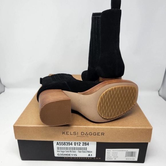 New Kelsi Dagger Womens Racer Boots Platform Chelsea Black Suede Size 8 - Picture 4 of 4